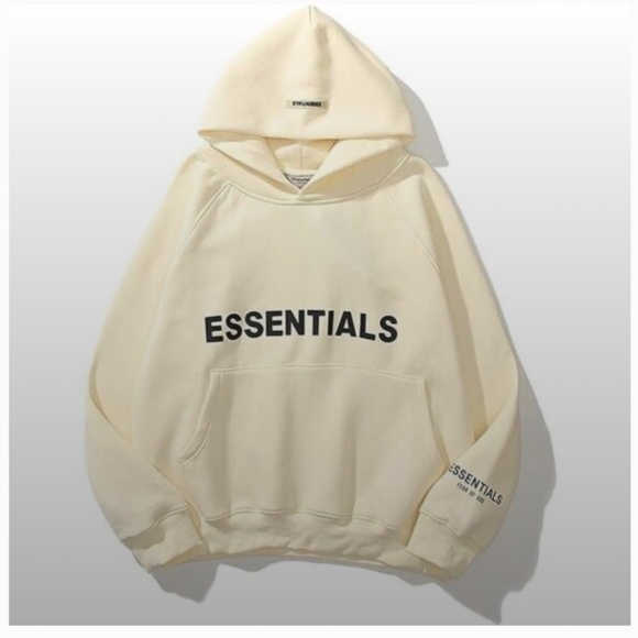 ESSENTIALS Hoodie  Unisex Letter Fleece - Cream color Av - Picture 1 of 12